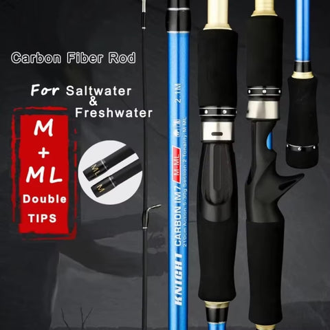Goture M+ML Double Tips Spinning Casting Carbon Fiber Fishing Rod 1.8m 2.1m 2.4m Lure Rod For Saltwater Freshwater