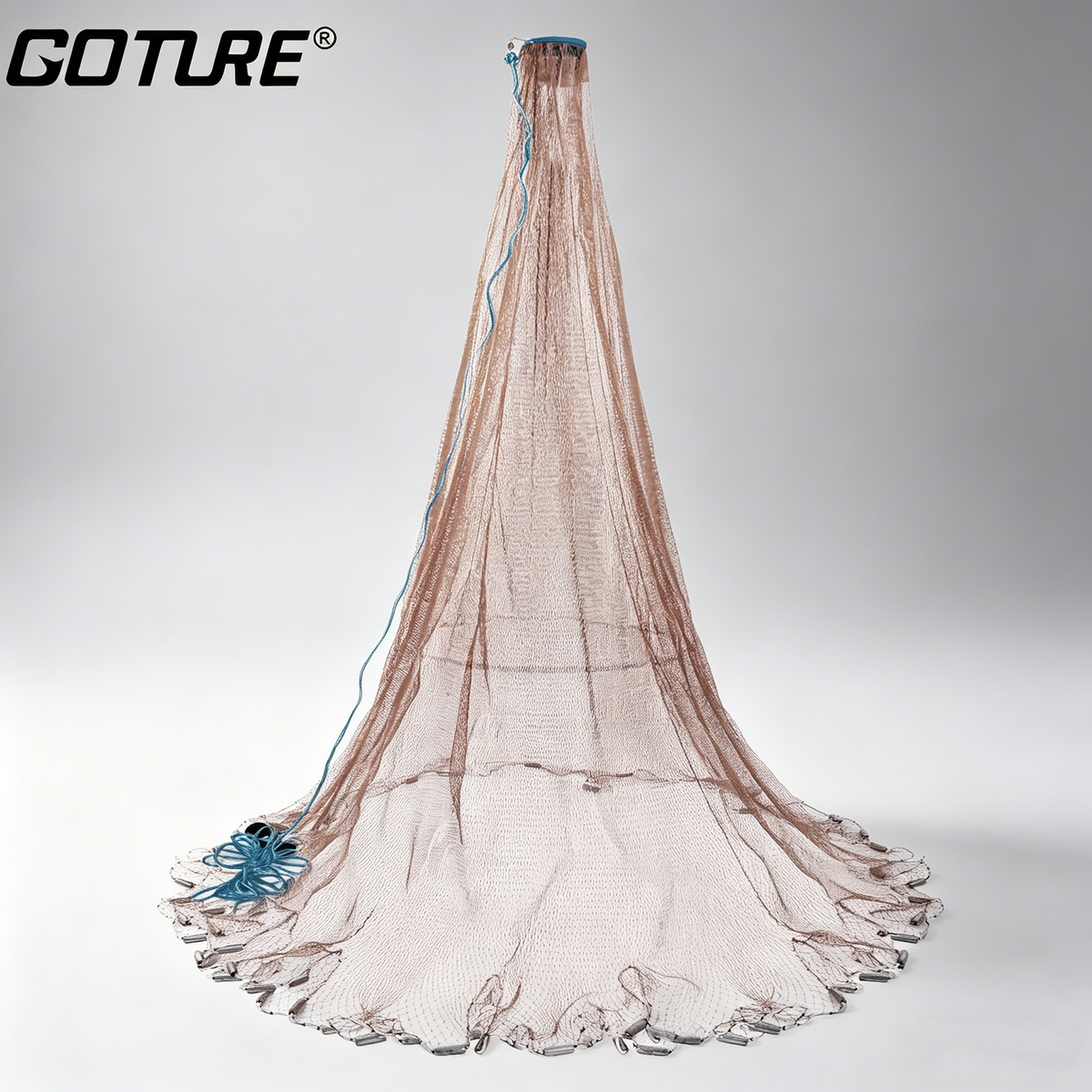 Goture 1pc Cast Net, Round Hand Throw Fishing Net, Professional Monofilament Throw Net with Heavy-Duty Sinkers, Easy-Cast Spin Net, Heavy-Duty Bait Fishing Net, Universal for Freshwater and Saltwater