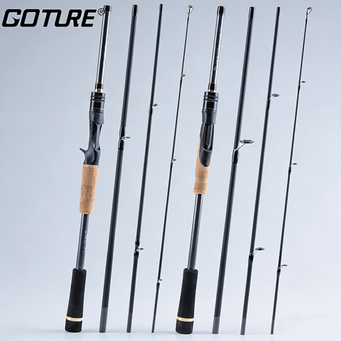 Goture 4pcs Travel Fishing Rod Portable Carbon Fiber Spinning & Casting Rod Stainless Steel Ceramic Guides Cork EVA Handle Freshwater Saltwater Travel Rod Black 77.95inch/82.68inch Portable Fishing Rod