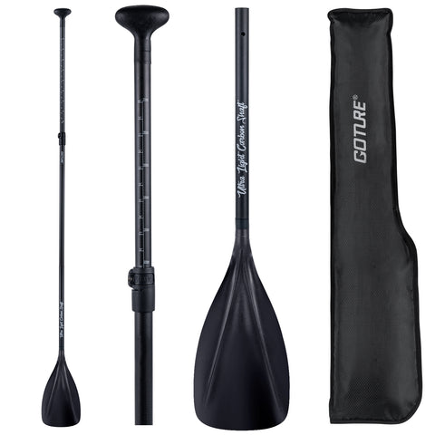 Goture Carbon Fiber Paddles Lightweight, SUP Paddles, Adjustable Carbon Shaft 3-Piece, 67’’ - 85’' Stand-up Paddle Oars for Paddleboards with Carrying Bag