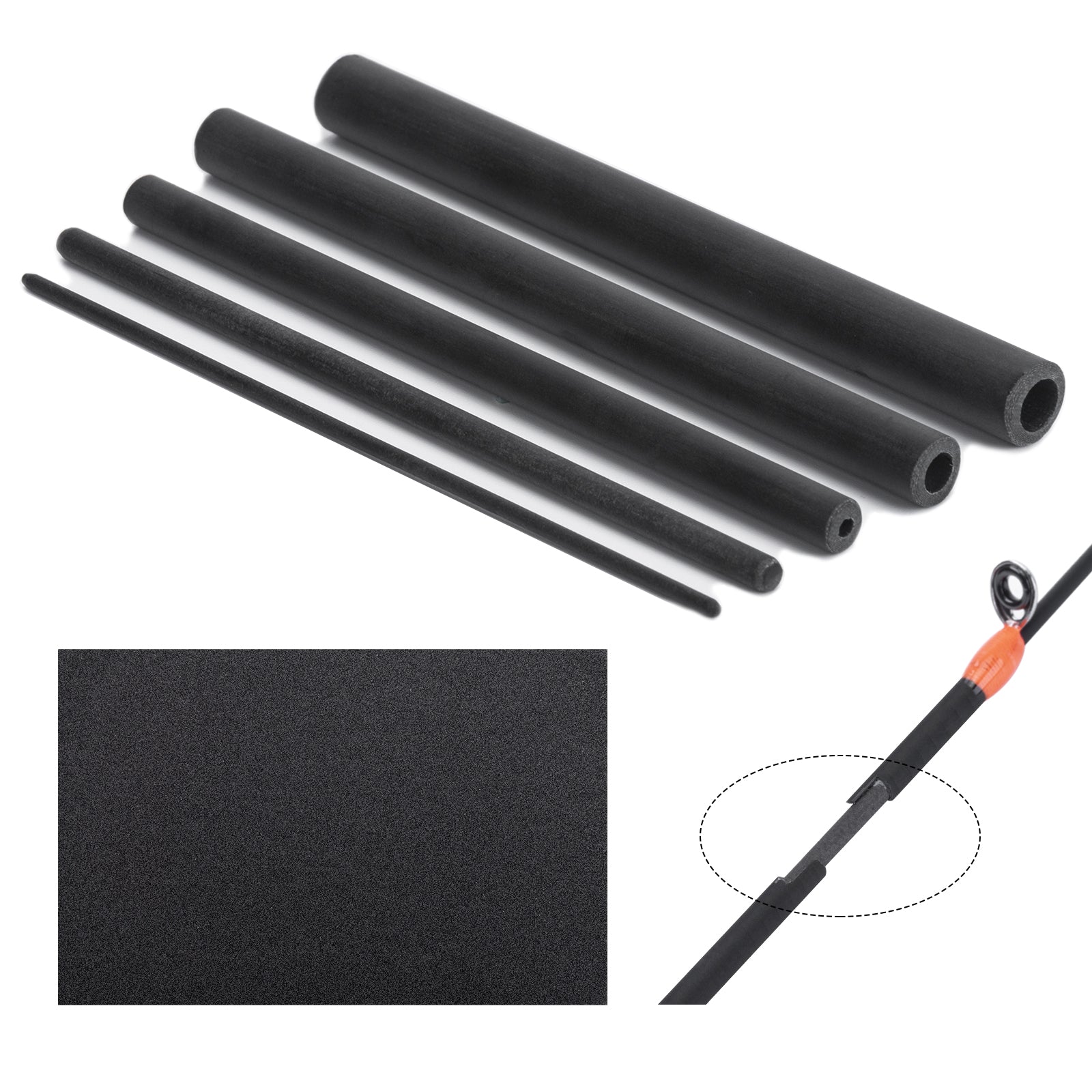 FishTrip Fishing Rod Repair Kit Complete,10pcs Carbon Fiber Sticks