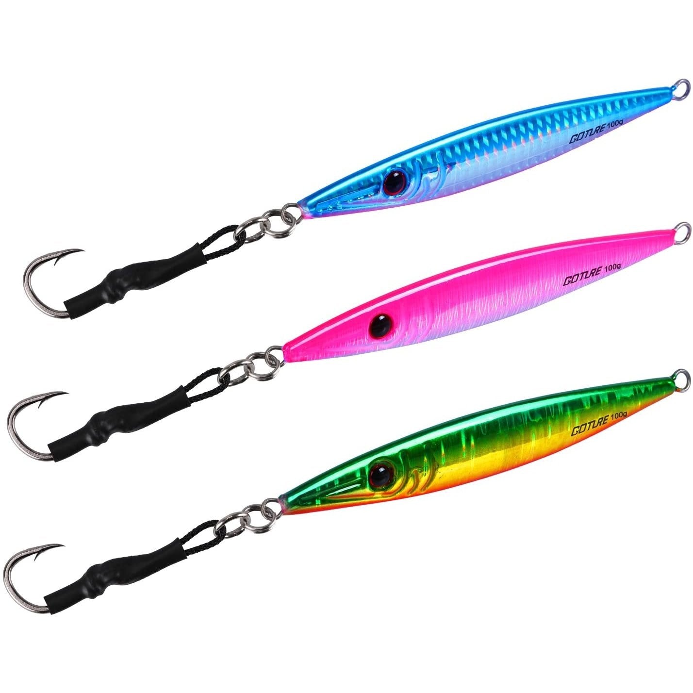 Streamline 3D Saltwater Jig Lures with Glow Effect – GOTURE