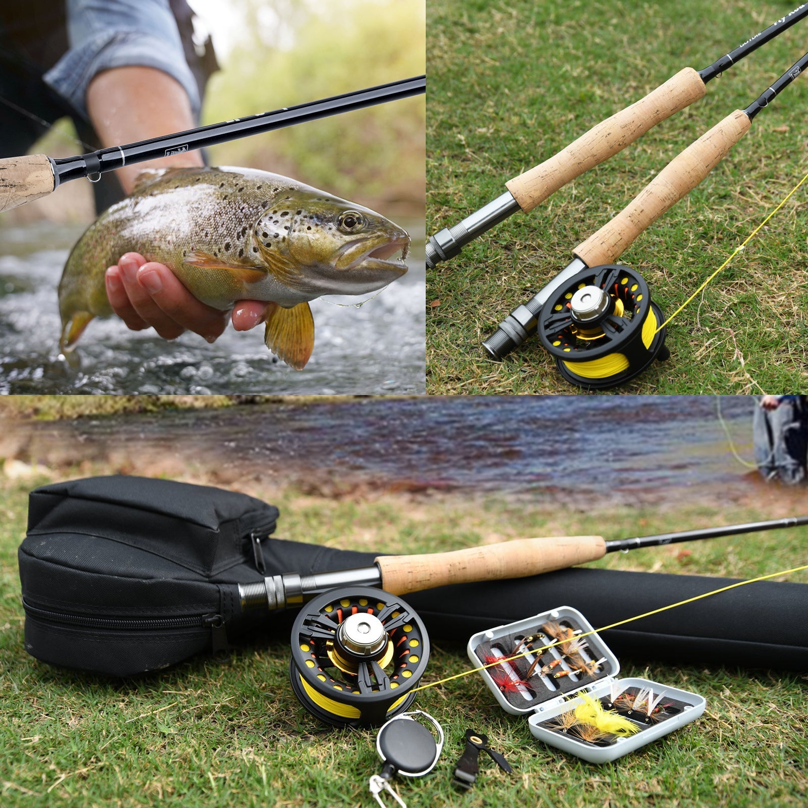 9' Fly Fishing Rod Reel Combo with Lure Line Carry Bag 20 Flies