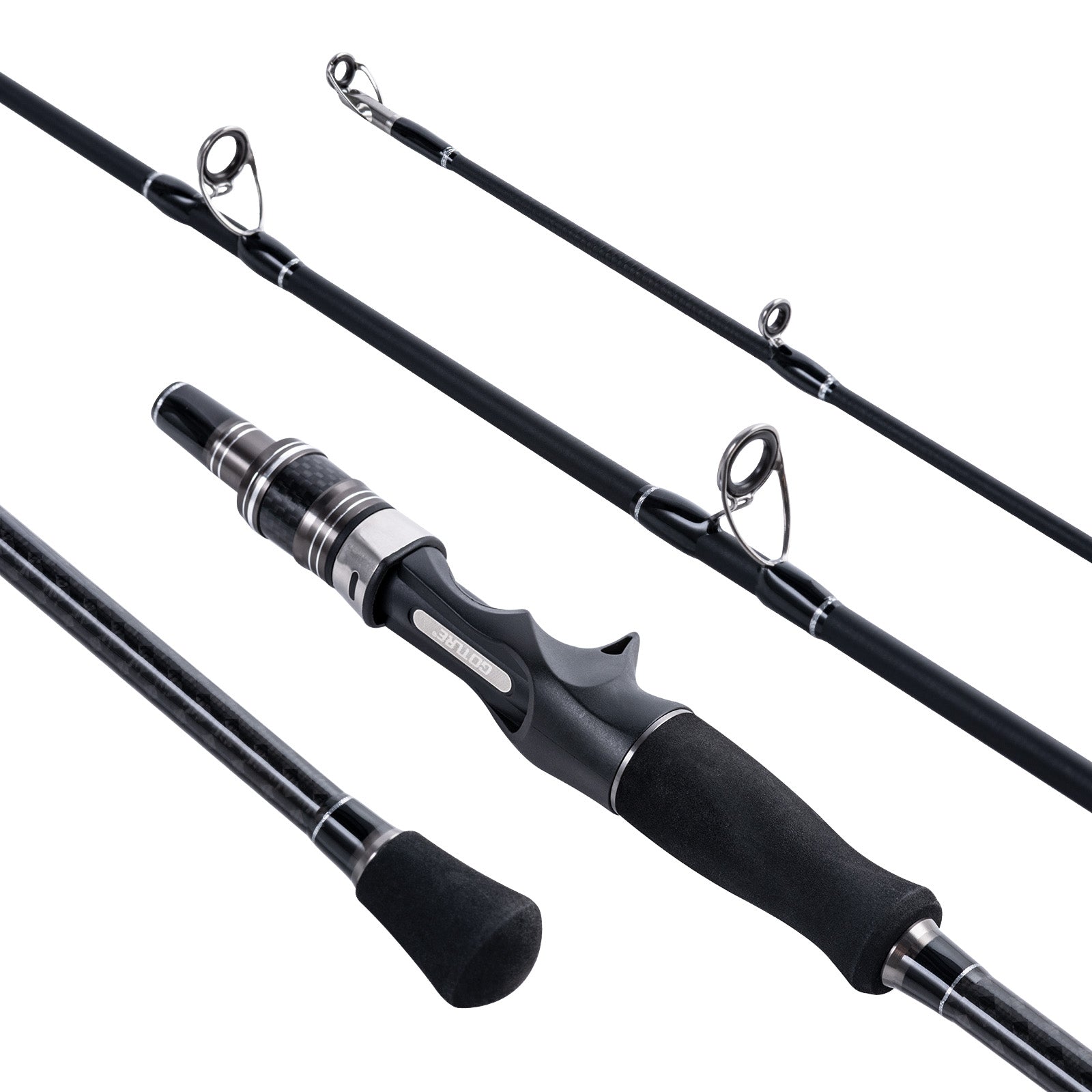 Goture Travel Fishing Rod with Case - Casting/Surf/Spinning Fishing Rods -  Portable 4 Sections Lightweight Carbon Fiber Fishing Rods 6.6ft - 12ft for