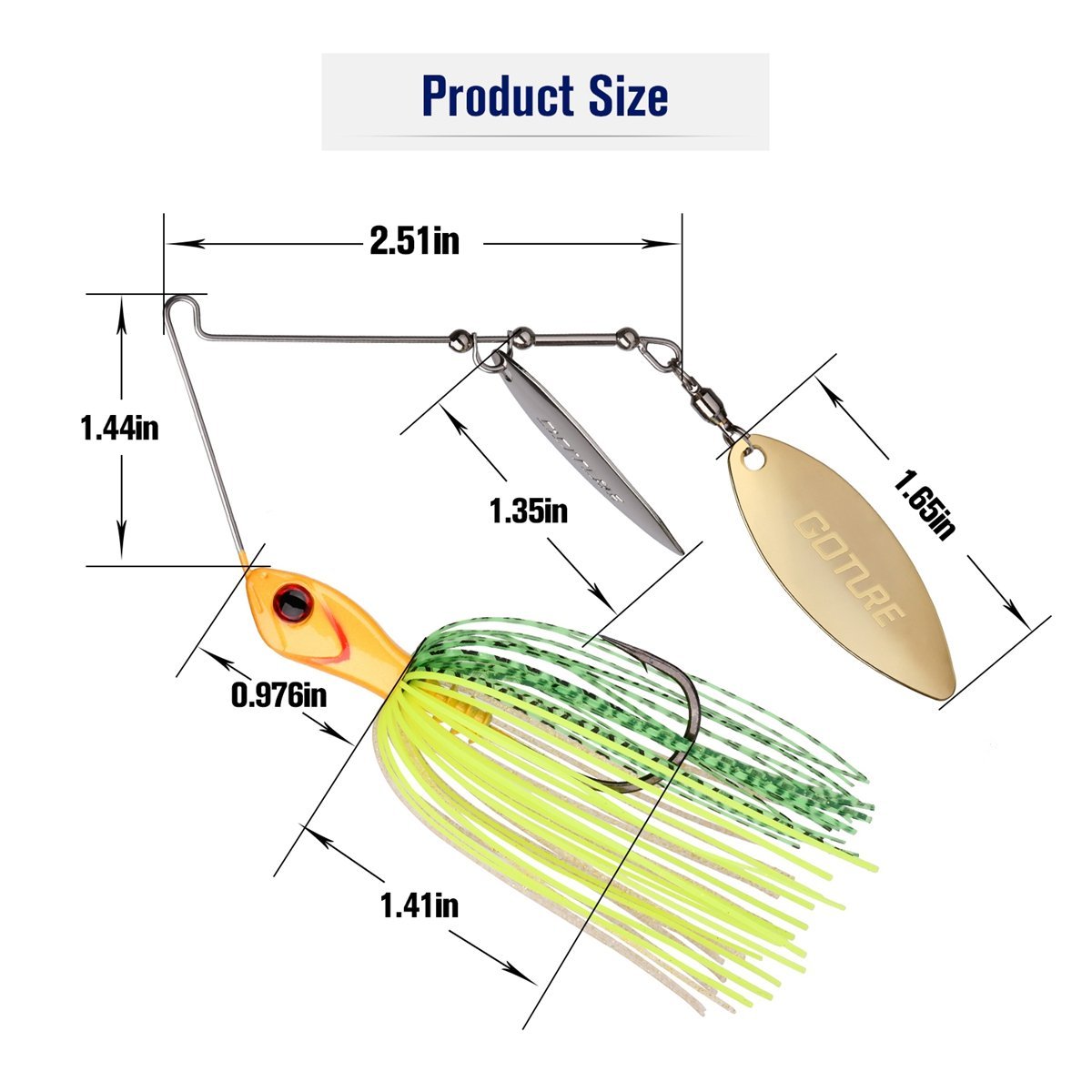 5-PC Elfin Spinnerbait, Fishing lure, Metal Jig - GOTURE