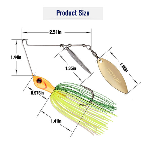 5-PC Elfin Spinnerbait, Fishing lure, Metal Jig - GOTURE