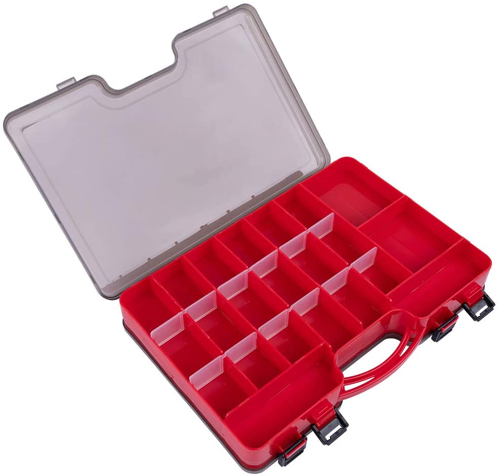 good sturdy double sided tackle box Goture Fishing Tackle Storage Hard Case 2 Sided Storage Trays Handle P – GOTURE