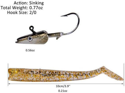 Goture 5pcs 4" Lifelike Minnow Fishing Swimbaits with Lead Jig Head - Enhance Your Fishing Game!