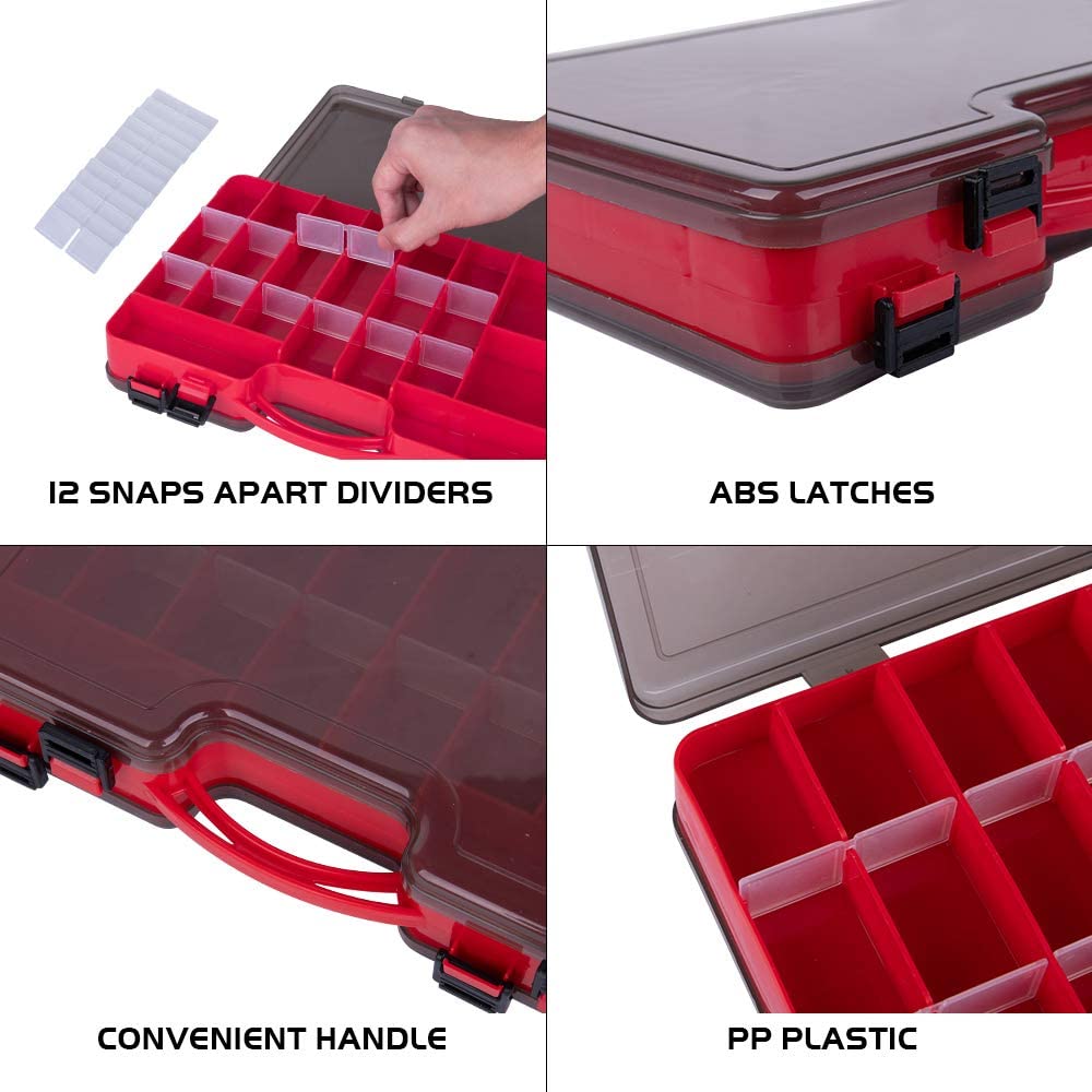 divided plastic tackle box Goture Fishing Tackle Storage Hard Case 2 Sided Storage Trays Handle P – GOTURE