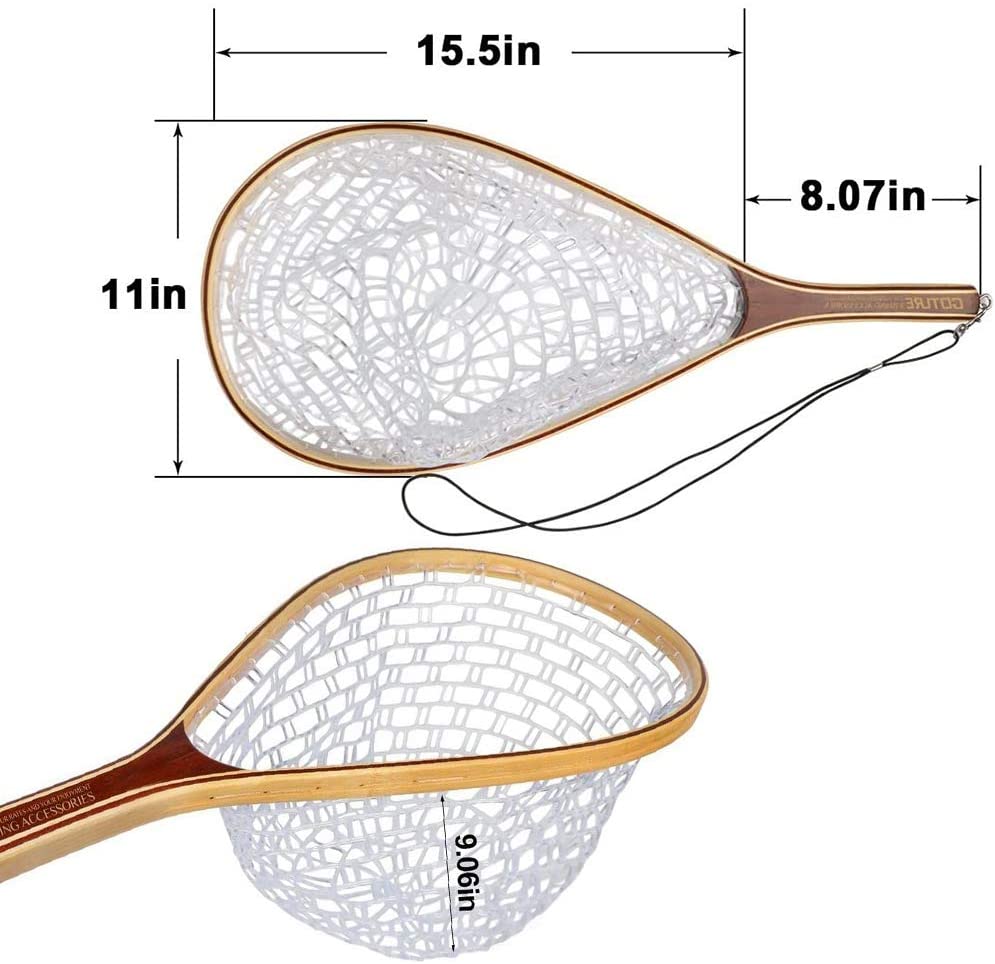 Goture Soft Rubber Mesh Wooden Frame Fly Fishing Landing Trout Net Suc –  GOTURE