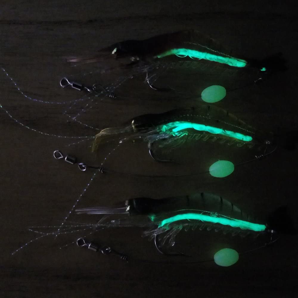 GOTURE Soft Lures Luminous Shrimp Bait Set for Trout Bass Salmon, Freshwater/Saltwater