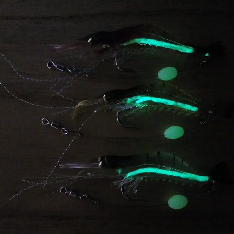 GOTURE Soft Lures Luminous Shrimp Bait Set for Trout Bass Salmon, Freshwater/Saltwater