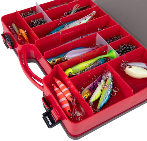 Double-Sided 44 Removable Compartments Plastic Fishing Tackle Box with Handle - GOTURE