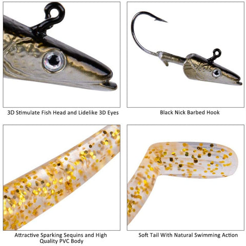 Goture 5pcs 4" Lifelike Minnow Fishing Swimbaits with Lead Jig Head - Enhance Your Fishing Game!