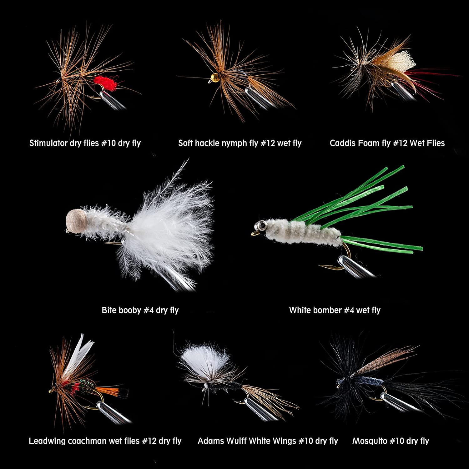 Goture Fly Fishing Flies Kit - 10/30/40/76/100pcs Fly Fishing Lures with  Fly Fishing Box - Fly Fishing Assortment Kit for Bass Trout Salmon Fishing  