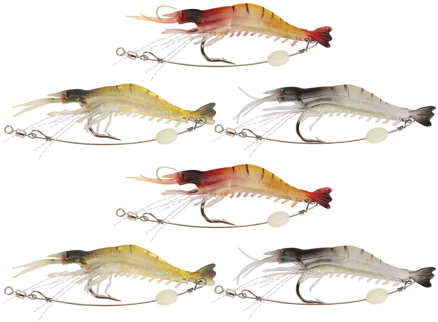 GOTURE Soft Lures Luminous Shrimp Bait Set for Trout Bass Salmon, Freshwater/Saltwater