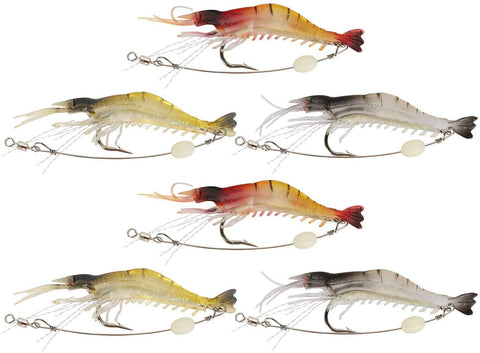 GOTURE Soft Lures Luminous Shrimp Bait Set for Trout Bass Salmon, Freshwater/Saltwater