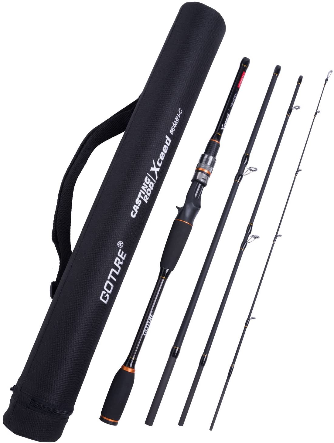 Goture Xceed Fishing Rod, Travel Fishing Rods 4Pcs and 4 PCS  Spinning/Casting Rod - 6.6FT-Casting
