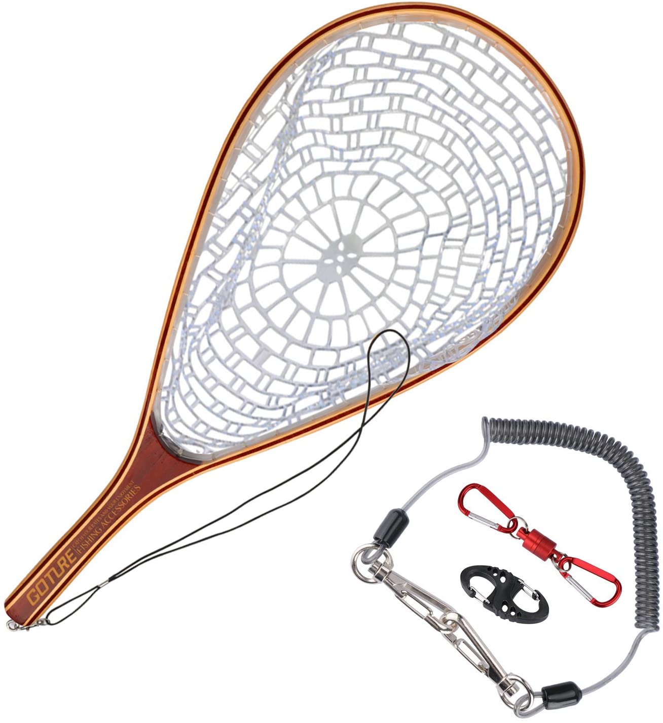 best rubber fly fishing nets Goture Soft Rubber Mesh Wooden Frame Fly Fishing Landing Trout Net Suc – GOTURE
