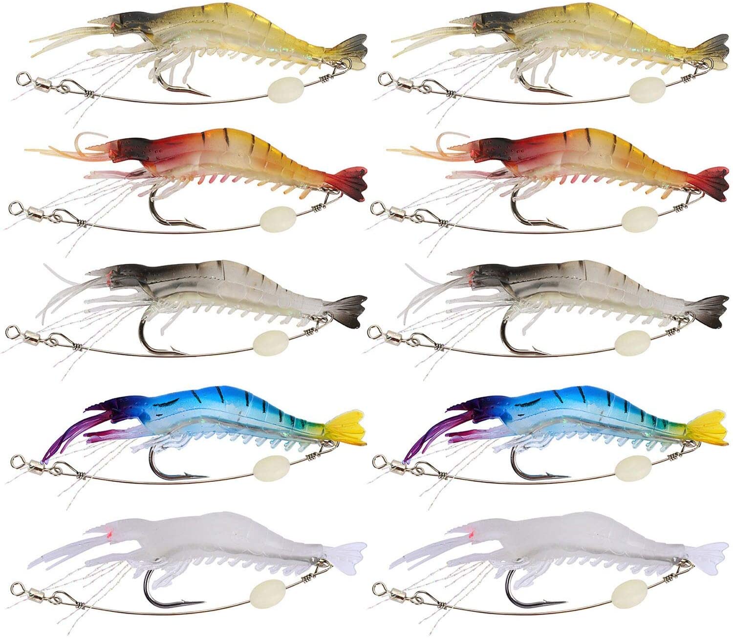 GOTURE Soft Lures Luminous Shrimp Bait Set for Trout Bass Salmon, Freshwater/Saltwater