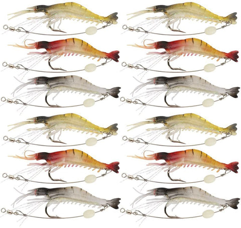 GOTURE Soft Lures Luminous Shrimp Bait Set for Trout Bass Salmon, Freshwater/Saltwater