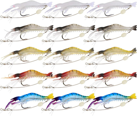 GOTURE Soft Lures Luminous Shrimp Bait Set for Trout Bass Salmon, Freshwater/Saltwater