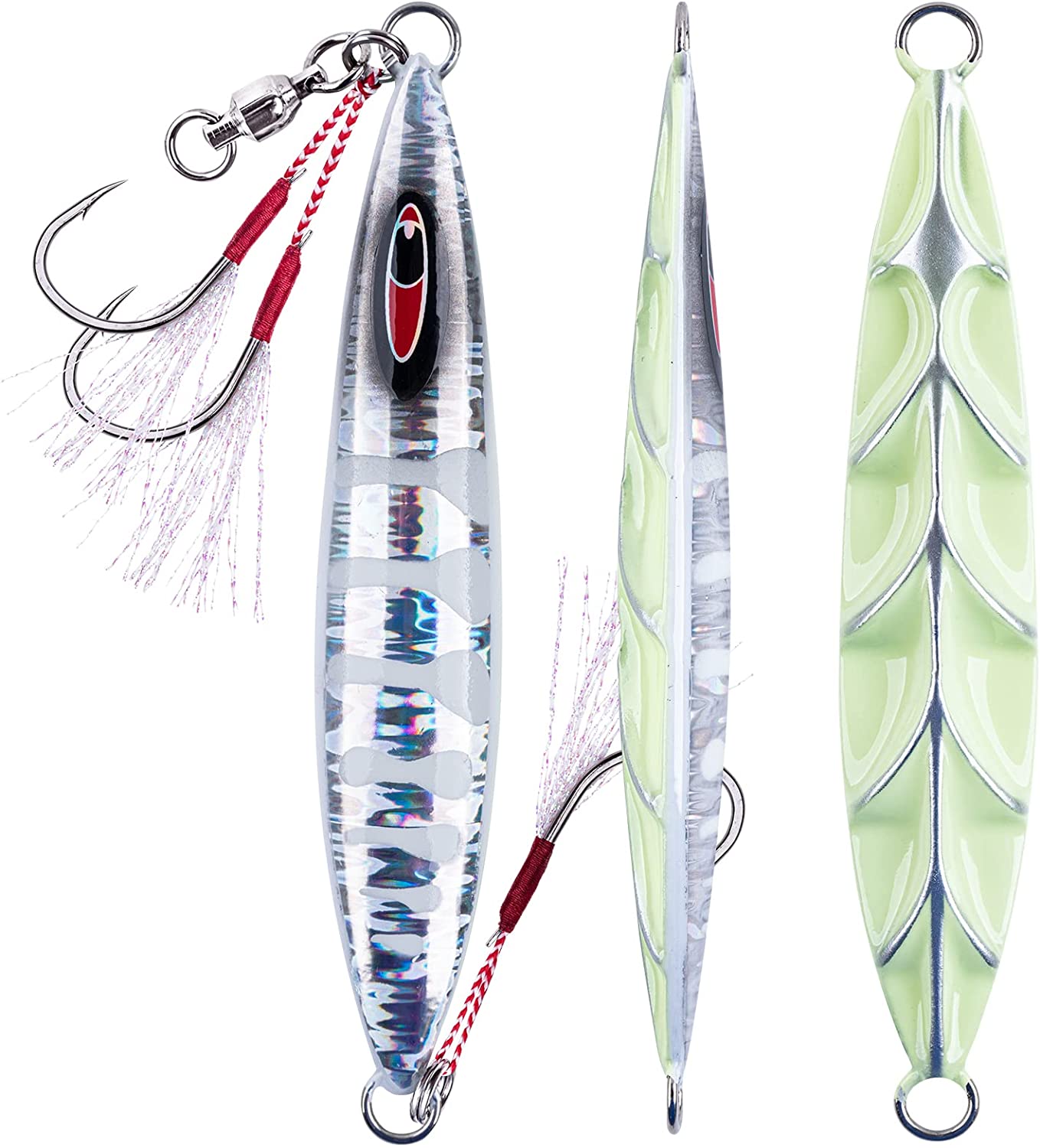 Goture Glow Slow Pitch Jigs Double Assist Hook Saltwater Lead Jigging Lures  with Portable Jig Bag – GOTURE