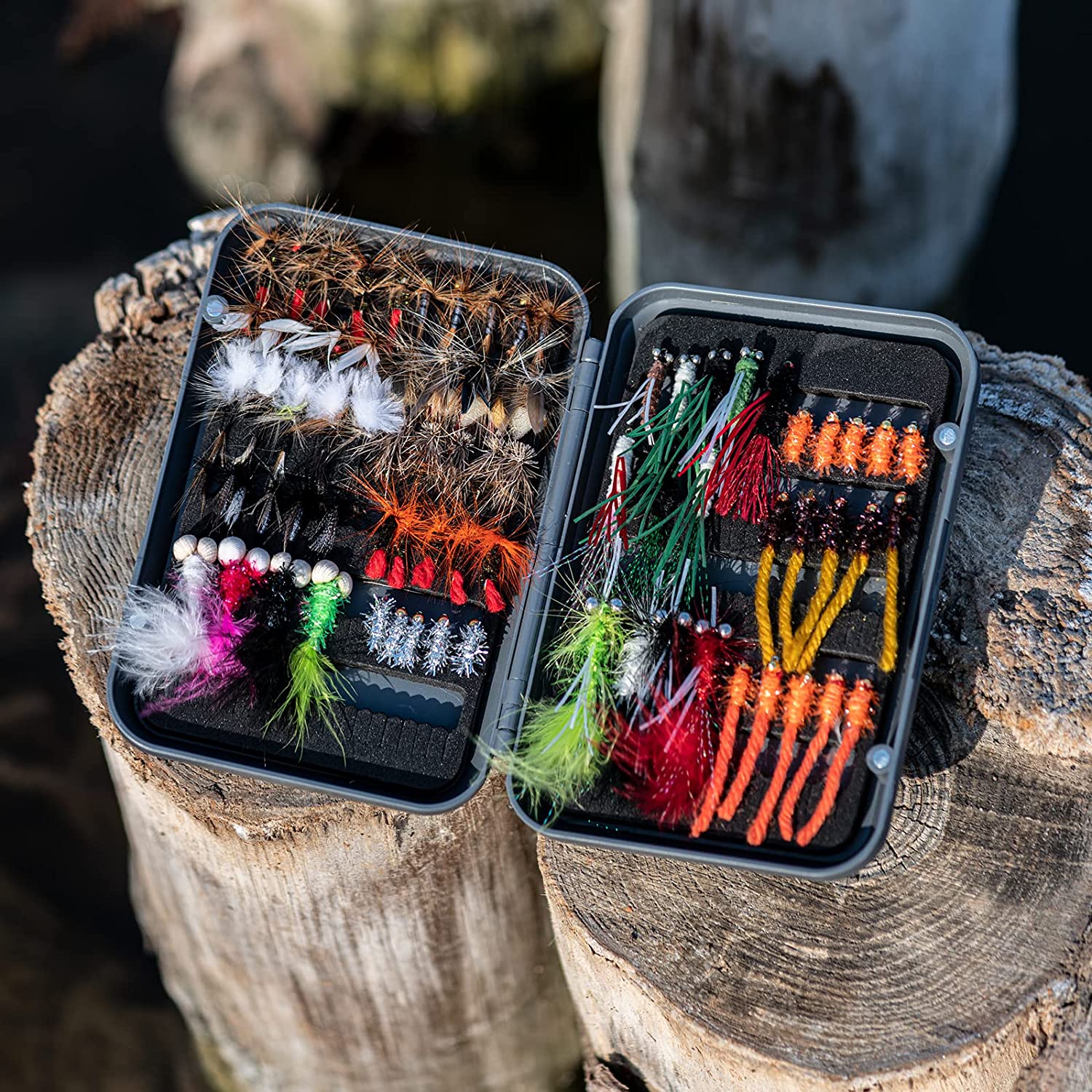 Goture Fly Fishing Flies Lures Kit with Fly Box for Bass Trout