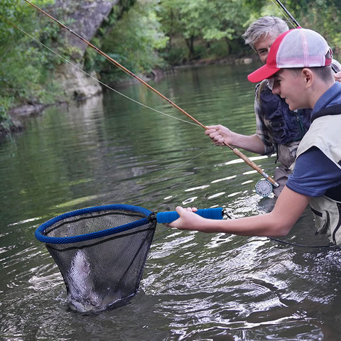 Goture Floating Fly Fishing Landing Net with Detachable EVA Handle, Rubber Mesh