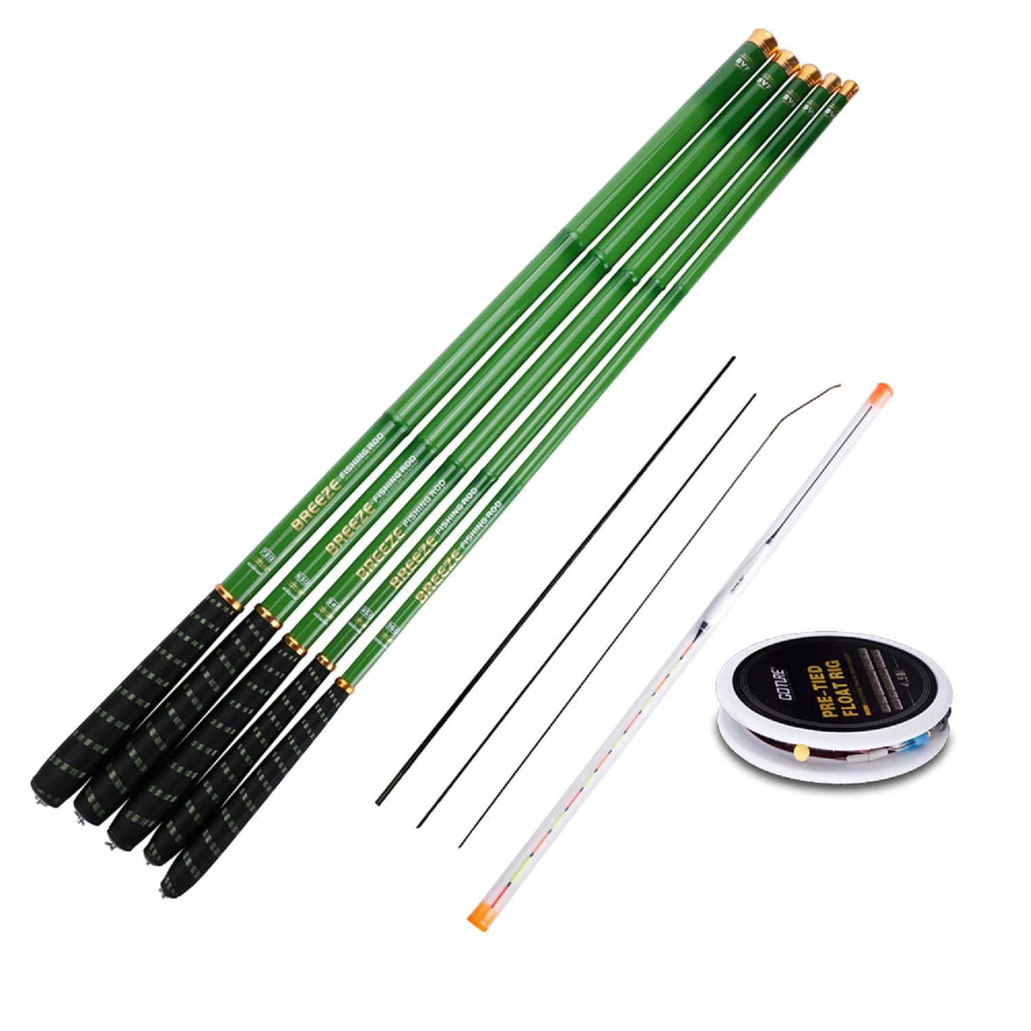 Goture Breeze Stream Fishing Rod, Carbon Fiber, Telescopic - 12FT  Pole+Vertical Fishing Floats+Pre-tied Fishing Rig