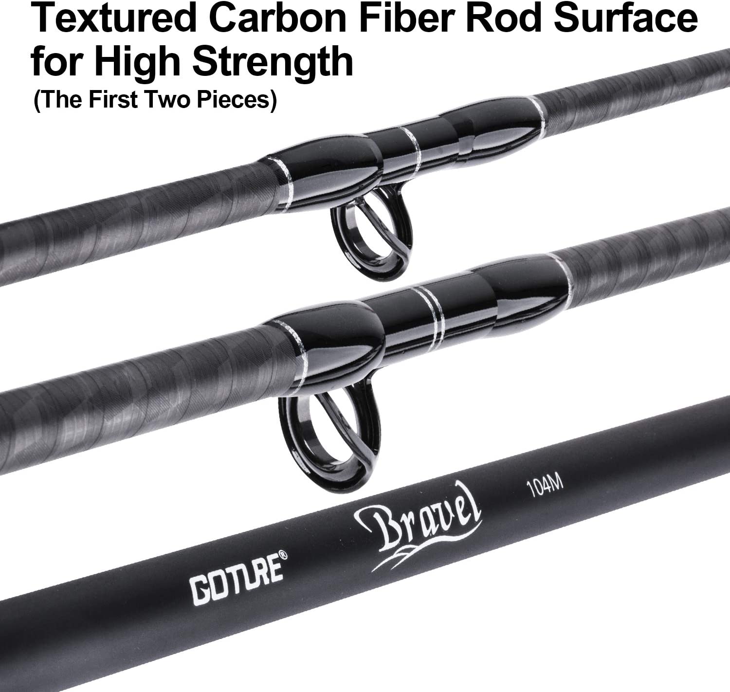 Goture Travel Fishing Rod with Case - Casting/Surf/Spinning Fishing Rods -  Portable 4 Sections Lightweight Carbon Fiber Fishing Rods 6.6ft - 12ft for