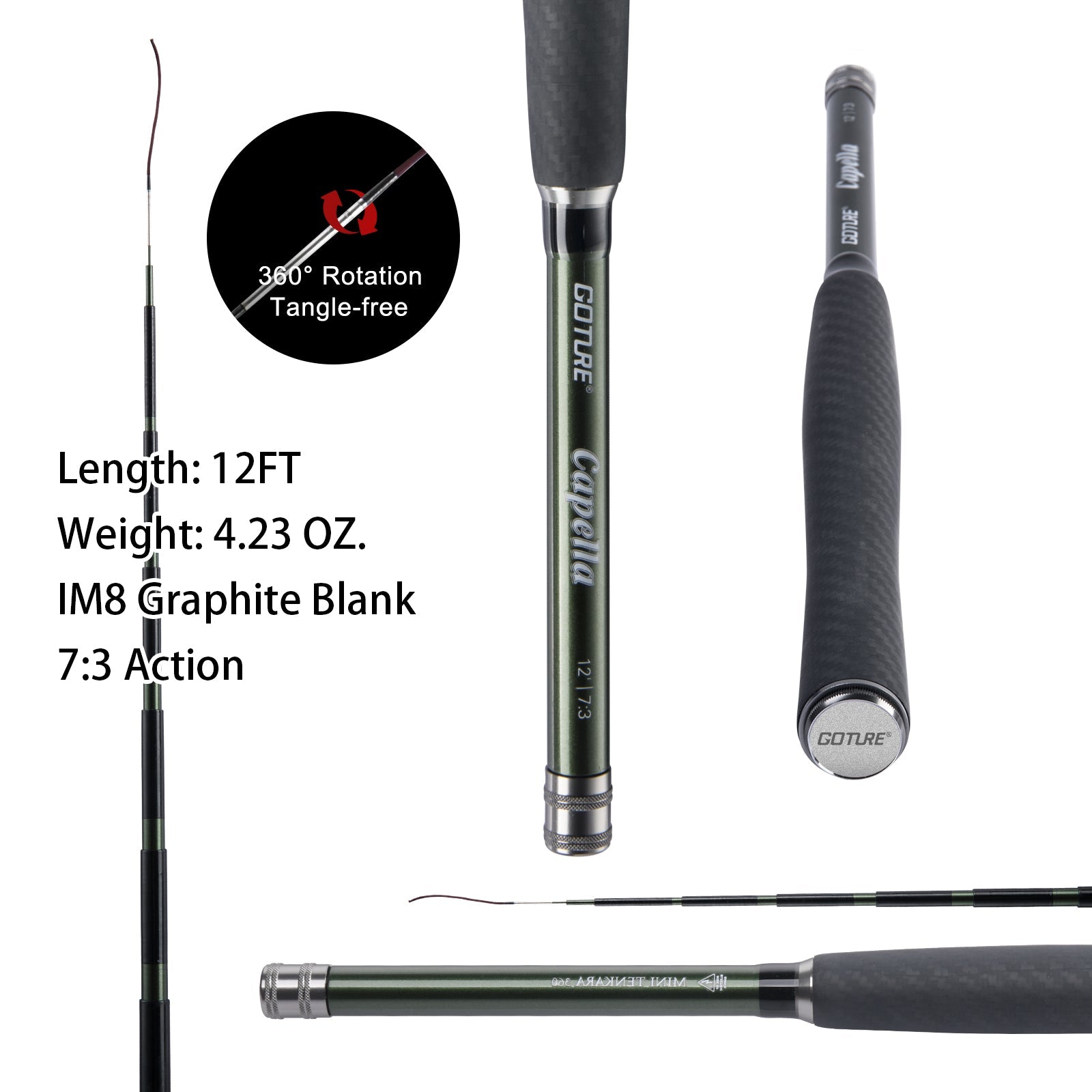 Goture Capella Tenkara Rod Kit 12FT/3.6M Fishing Rod, 30T Carbon Fiber GOTURE Goture Capella Tenkara Rod Kit 12FT/3.6M Fishing Rod, 30T Carbon Fiber GOTURE
