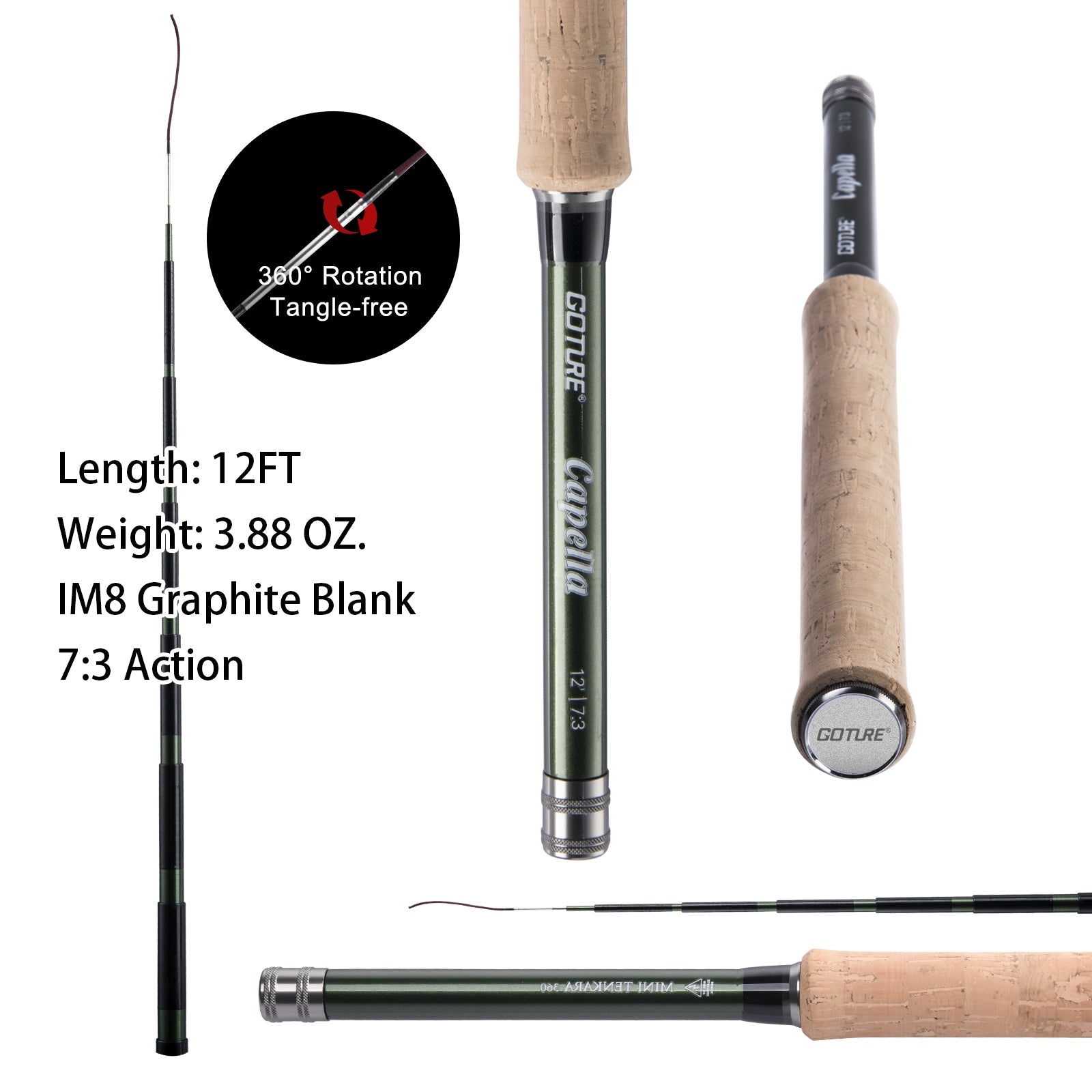 Goture Fly Fishing Rod, 9ft 4-Piece Fly Rod with  