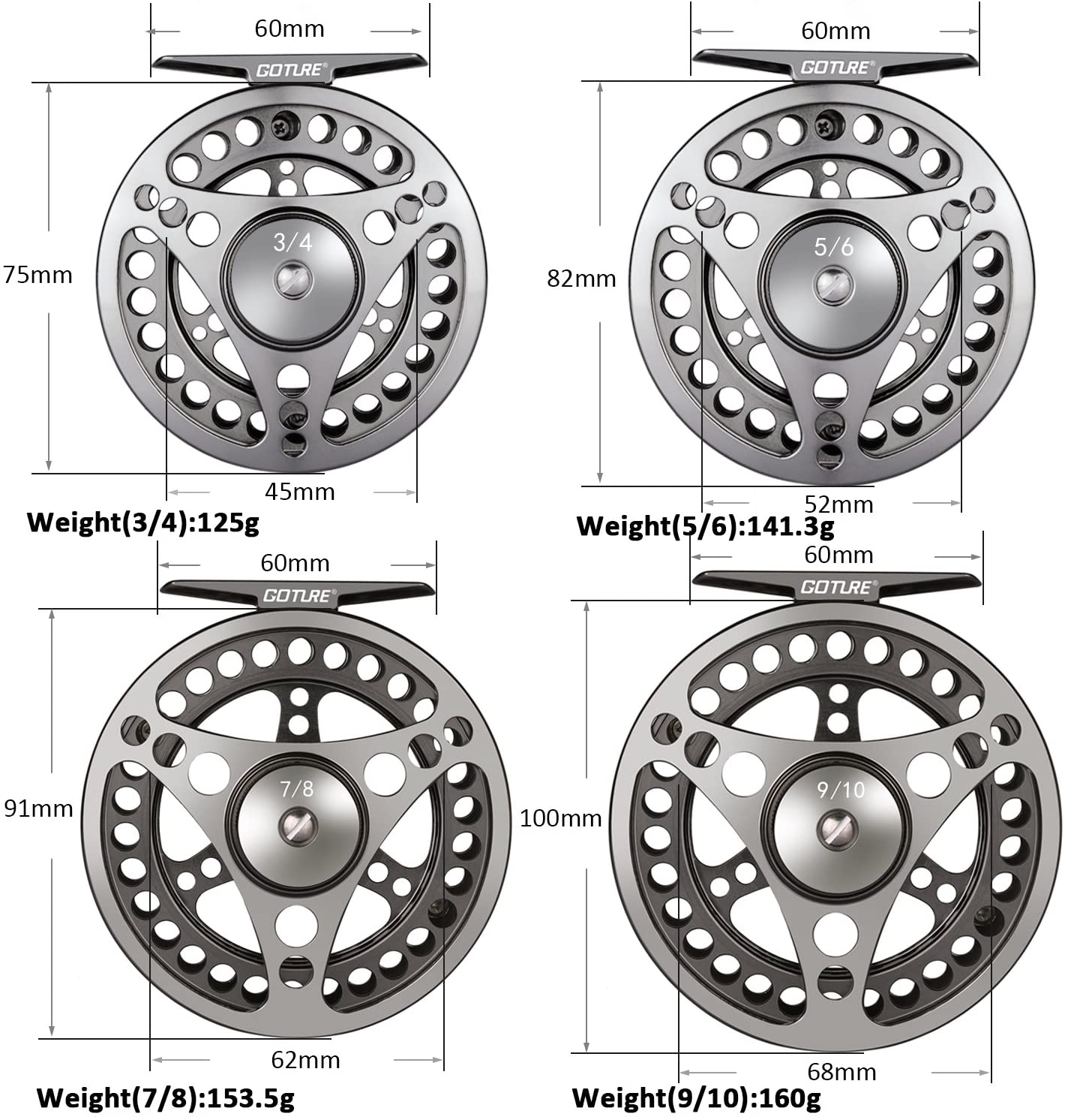 Fly Fishing Wheel,Fishing Reel Fly 3/4 5/6 7/8 9/10 WT Aluminum Fly Fishing  Reels CNC-machined Large Arbor Fly Reel for Fishing Accessories (Bearing