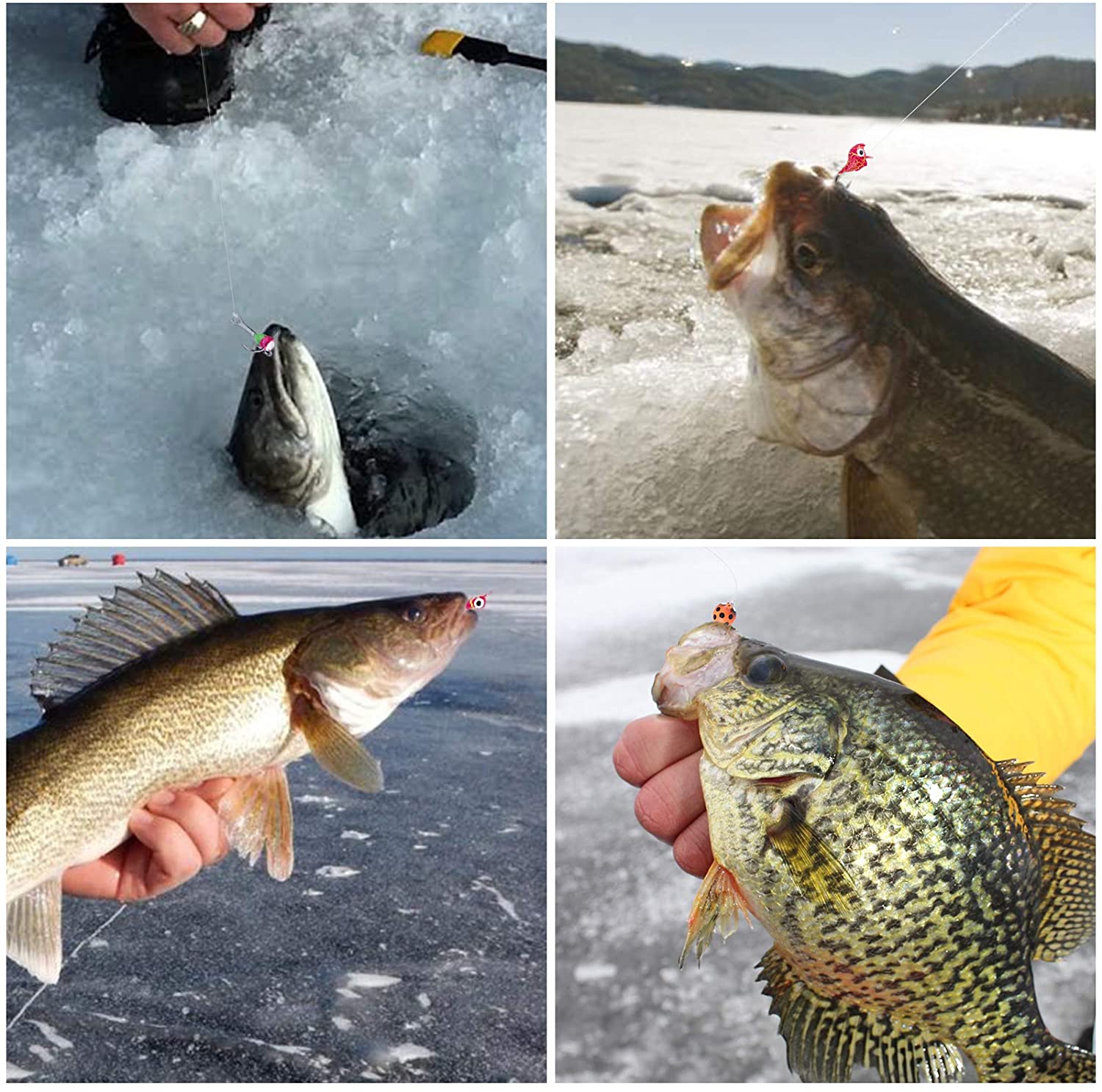Goture 2Pcs Ice Fishing Jigs, Ice Fishing Lure Kit with Sharp