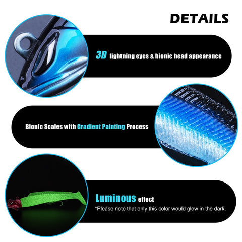 Needlefish Lead Head Jigs Soft Fishing Lures with Replacement Paddle Tail Realistic Swimbait for Freshwater Saltwater - GOTURE