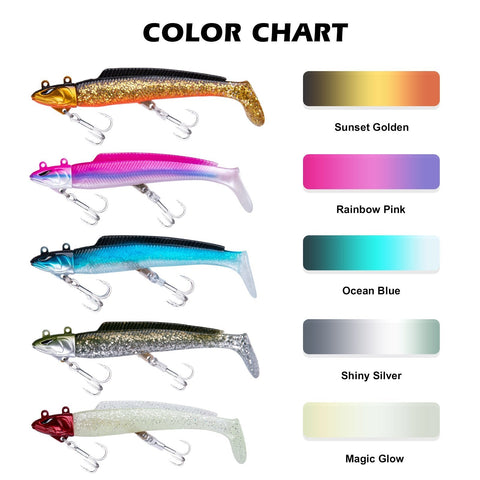 Needlefish Lead Head Jigs Soft Fishing Lures with Replacement Paddle Tail Realistic Swimbait for Freshwater Saltwater - GOTURE