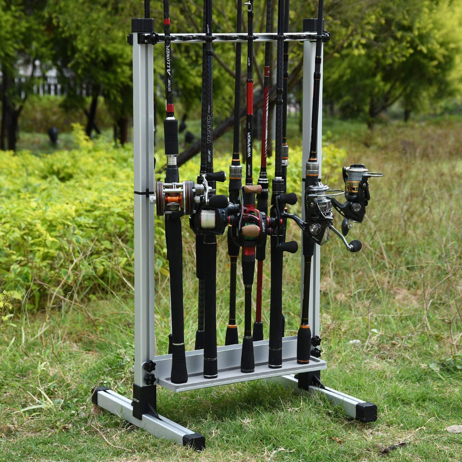 Portable Ultralight Aluminum Alloy Fishing Rod Rack for All Type Fishing Pole, Hold Up to 24 Rods - GOTURE