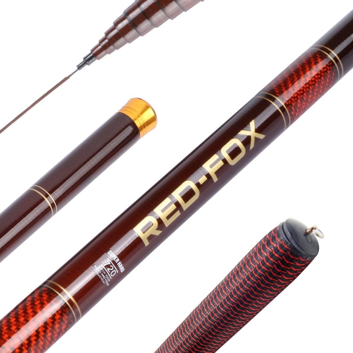 Goture RED-FOX Stream Fishing Rod, Carbon Fiber, Telescopic - 10FT