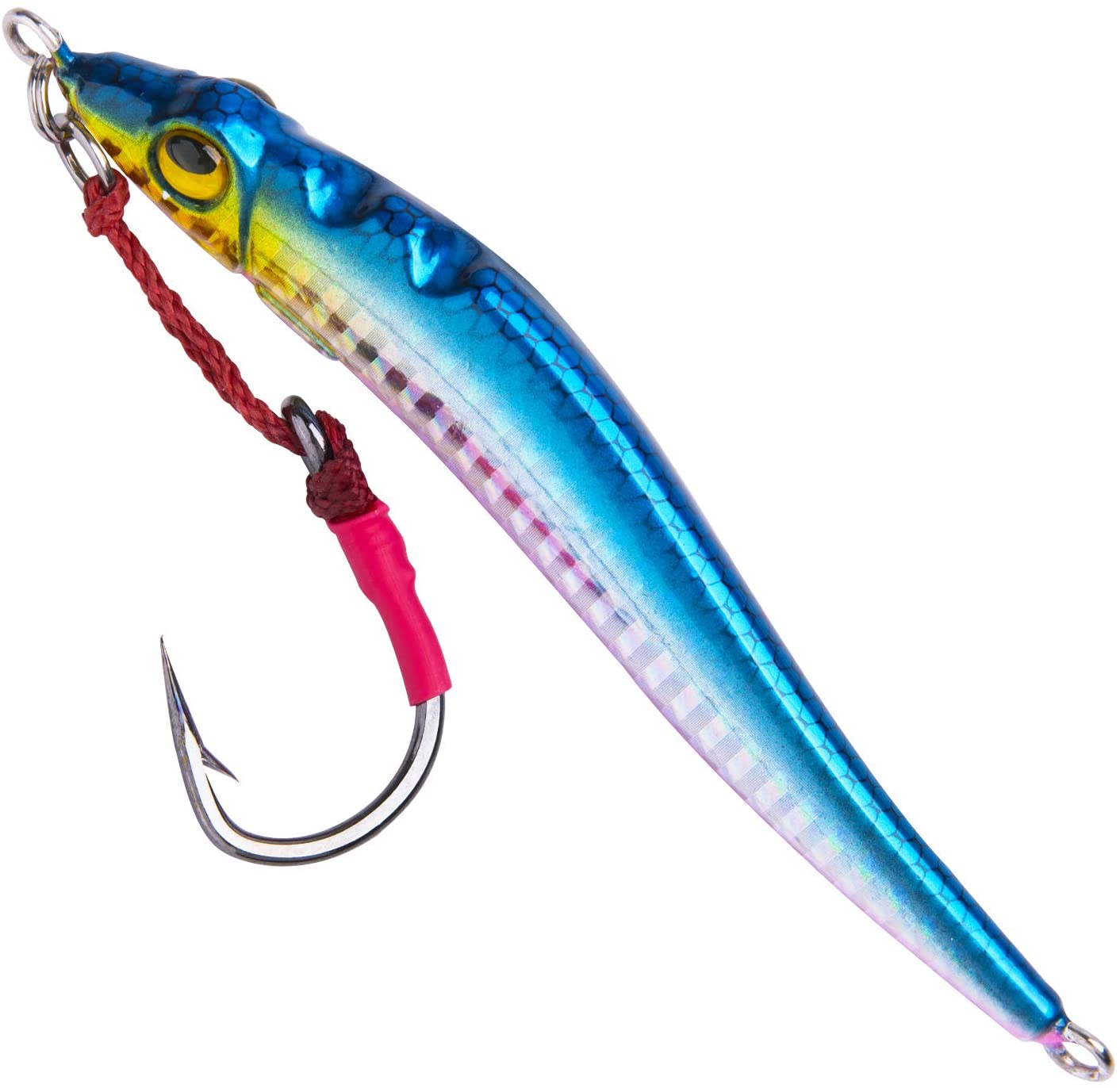 Goture Jig Hooks Set Kit with Fishing Tackle Box Fish Head Hooks, Size: 5G 50pcs, Silver