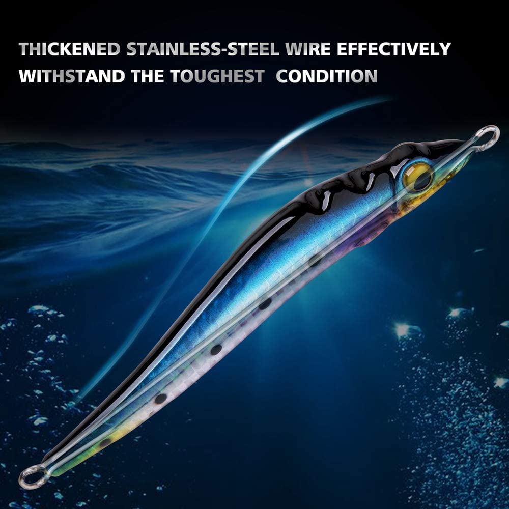 Tuna Saltwater High-Speed Lead Vertical Jigs Flat Fall Jigs - 100g/150g（Pack of 3） - GOTURE