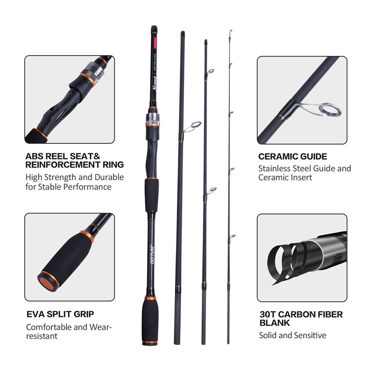 Xceed Spinning/Casting Rod, Carbon Fiber – GOTURE